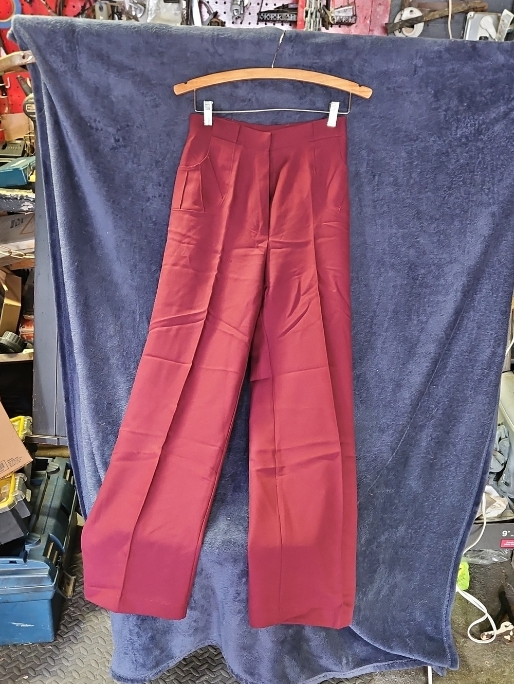 Vintage High-Waist Wide Leg Pants in Burgundy